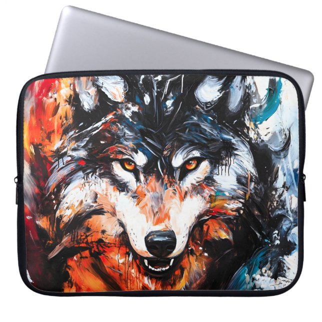 Housse Pour Ordinateur Portable Abstract Wild Spirit Wolf (Devant)
