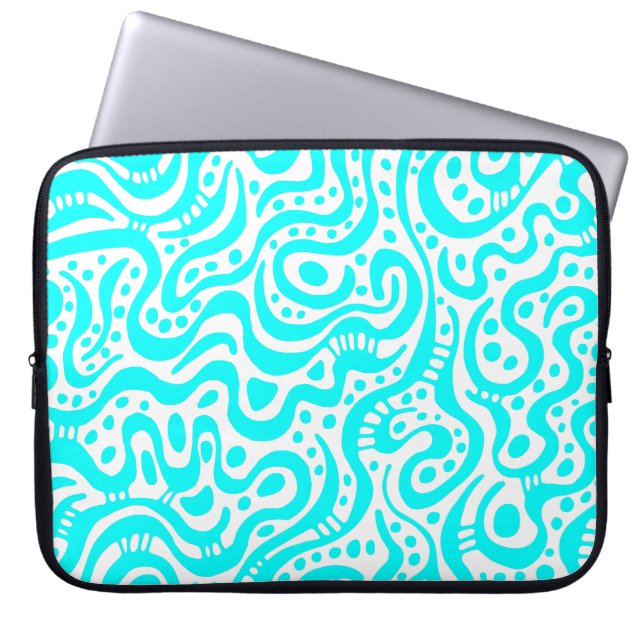 Housse Pour Ordinateur Portable Abstrait 041211 - Cyan et blanc (Devant)