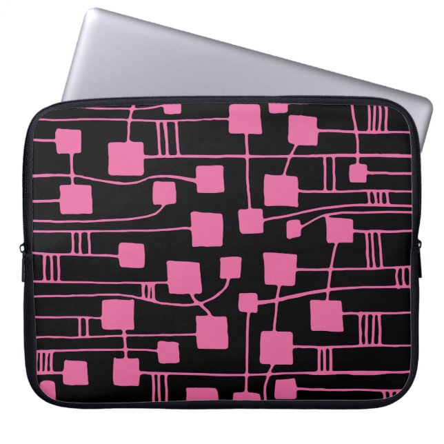 Housse Pour Ordinateur Portable Abstrait 111211 - Rose Dusty sur noir (Devant)