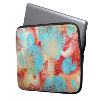 Housse Pour Ordinateur Portable Abstrait en bleu aqua, rouge et jaune