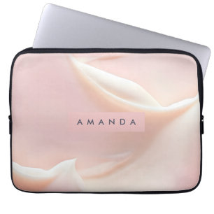 Housse Pour Ordinateur Portable Abstrait en satin rose poudré élégant personnalisé