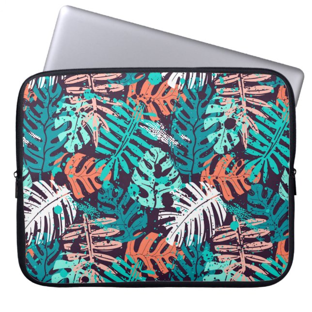 Housse Pour Ordinateur Portable Abstrait  feuille tropical motif. Créatif (Devant)