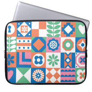 Housse Pour Ordinateur Portable Abstrait Floral Scandinavian Folk Motif