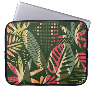 Housse Pour Ordinateur Portable Abstrait motif sans faille avec des feuilles tropi