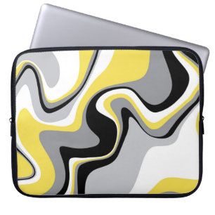 Housse Pour Ordinateur Portable Abstrait noir et jaune