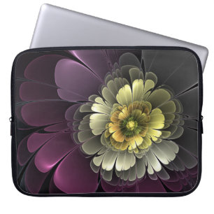 Housse Pour Ordinateur Portable Abstrait Purpur moderne Khaki Gris Fleur fractale