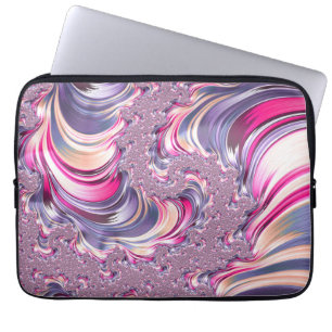 Housse Pour Ordinateur Portable Abstrait rose pourpre spirale fractale