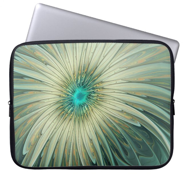 Housse Pour Ordinateur Portable Abstrait Sage Green Imaginaire Fleur Fractal Art (Devant)