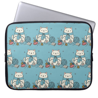 Housse Pour Ordinateur Portable Accessoire technique de motif bleu de tricot de ch