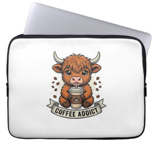 Housse Pour Ordinateur Portable Accro au café Vache des Highlands Mignonne Gravure