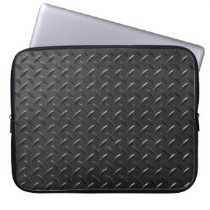 Housse Pour Ordinateur Portable Acier noir, texture métallique floutée.