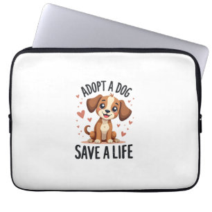 Housse Pour Ordinateur Portable Adopter un chien sauve une vie Vintage chiot migno