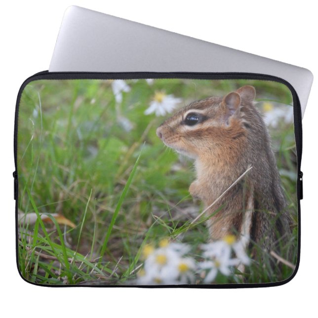 Housse Pour Ordinateur Portable Adorable Chipmunk en fleurs (Devant)
