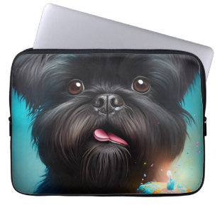 Housse Pour Ordinateur Portable Affenpinscher célébrant gâteau de ballons d'annive