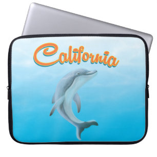 Housse Pour Ordinateur Portable Affiche de voyage vintage dauphin Californie