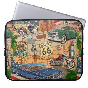 Housse Pour Ordinateur Portable Affiche vintage Route 66.