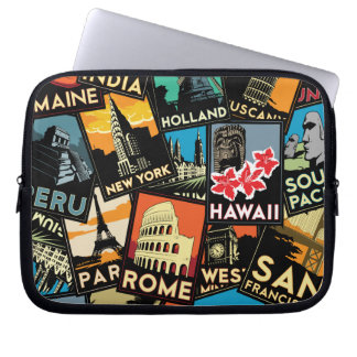 Housse Pour Ordinateur Portable Affiches la rétro Europe vintage Asie Etats-Unis
