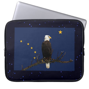 Housse Pour Ordinateur Portable Aigle Et Drapeau De L'Alaska