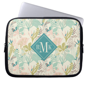 Housse Pour Ordinateur Portable Ajoutez votre motif floral moderne du monogramme