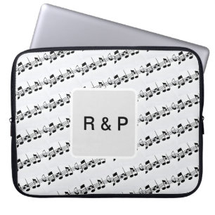 Housse Pour Ordinateur Portable Ajoutez votre nom couple notes de musique rythme m