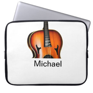 Housse Pour Ordinateur Portable Ajoutez votre nom texte brun amateur de violon mus