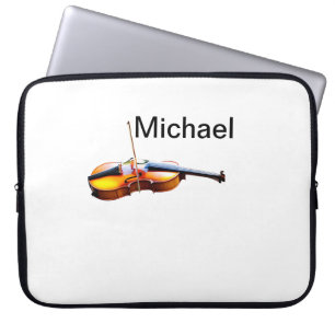 Housse Pour Ordinateur Portable Ajoutez votre nom texte brun amateur de violon mus