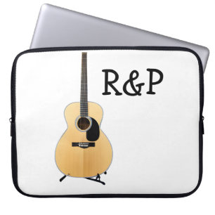 Housse Pour Ordinateur Portable Ajoutez votre nom texte guitare acoustique marron