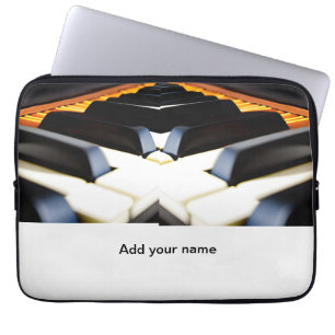 Housse Pour Ordinateur Portable Ajoutez votre nom texte touches de piano marron no