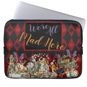 Housse Pour Ordinateur Portable Alice Aventures avec le Chat de Cheshire Fou de Wo