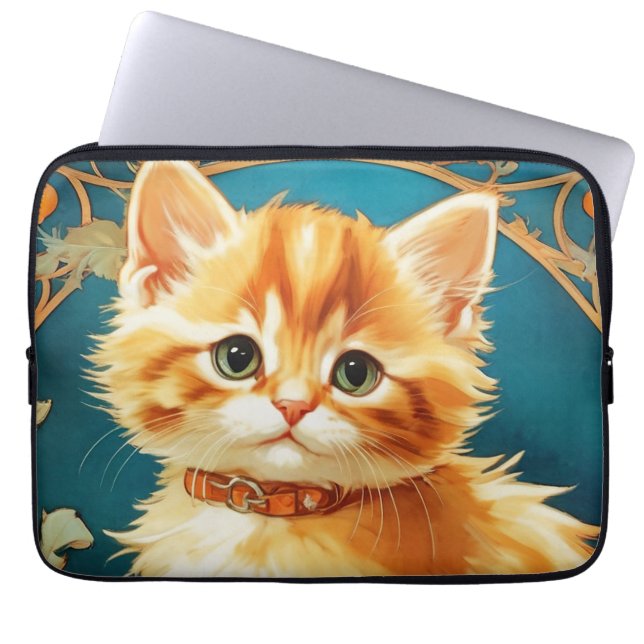 Housse Pour Ordinateur Portable Alphonse Mucha Art Nouveau Chat (Devant)