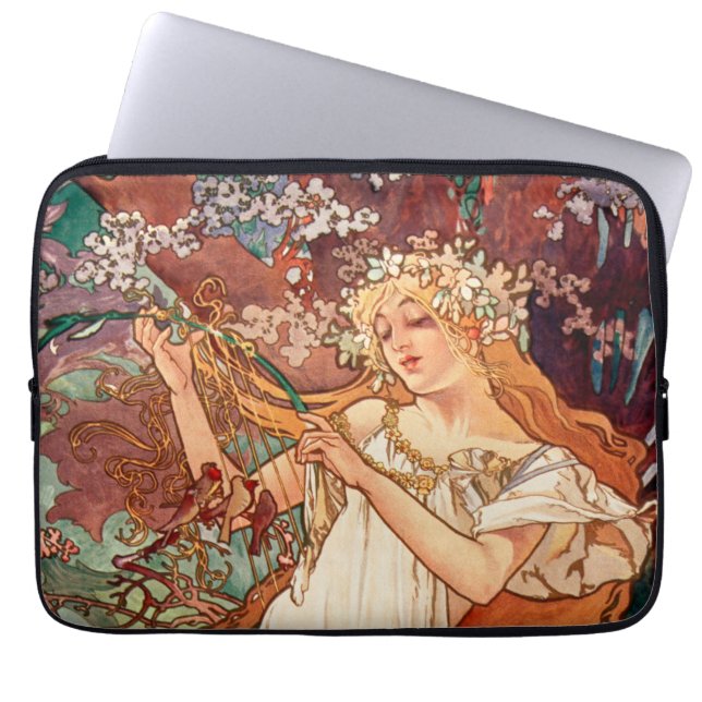 Housse Pour Ordinateur Portable Alphonse Mucha, Les Saisons (1896) Printemps (Devant)