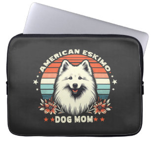 Housse Pour Ordinateur Portable American Eskimo Chien Maman en Vintage Sérénité