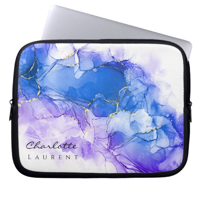 Housse Pour Ordinateur Portable Amethyst bleu Amethyst Parties scintillant or pers (Devant)