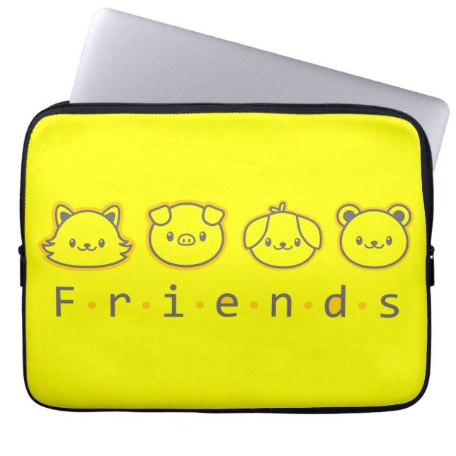Housse Pour Ordinateur Portable Amis animaux mignons se font face  (Devant)