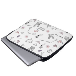Housse Pour Ordinateur Portable Amour à Paris Fille rose Motif moderne