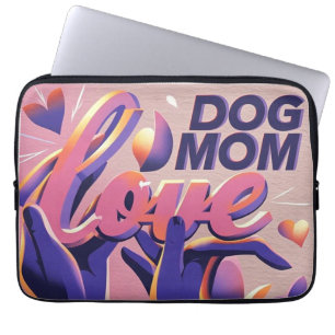 Housse Pour Ordinateur Portable Amour Chien maman rose pourpre