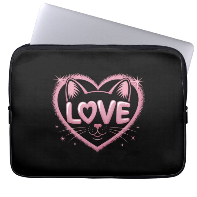 Housse Pour Ordinateur Portable Amour de chat scintillant (Devant)