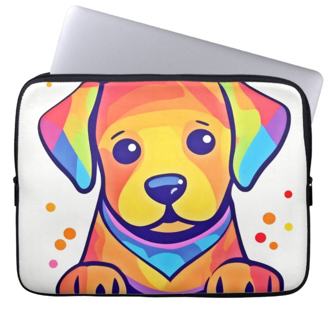 Housse Pour Ordinateur Portable Amour de chiot arc-en-ciel (Devant)