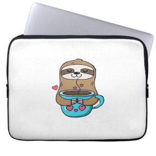 Housse Pour Ordinateur Portable Amoureux De Café Chibi Sloth - Cute Kawaii Sloth H
