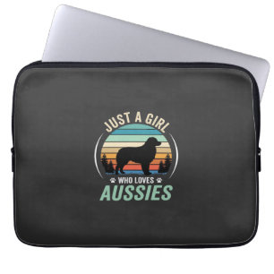 Housse Pour Ordinateur Portable Amoureux du chien berger australien Retro Sunset A