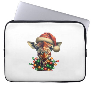 Housse Pour Ordinateur Portable Amusant Retro Giraffe Lover Père Noël Christmas Tr