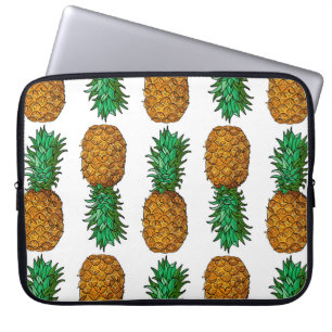 Housse Pour Ordinateur Portable Ananas avec feuilles. Motif transparent avec tropi