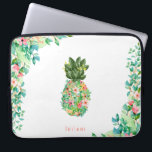 Housse Pour Ordinateur Portable Ananas de l'île botanique<br><div class="desc">Belle aquarelle fleurs d'île botanique et forme d'ananas feuillu avec cadres d'angle assortis,  manche d'ordinateur portable personnalisée.</div>