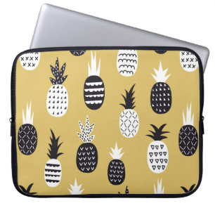 Housse Pour Ordinateur Portable Ananas noir et blanc sans soudure motif