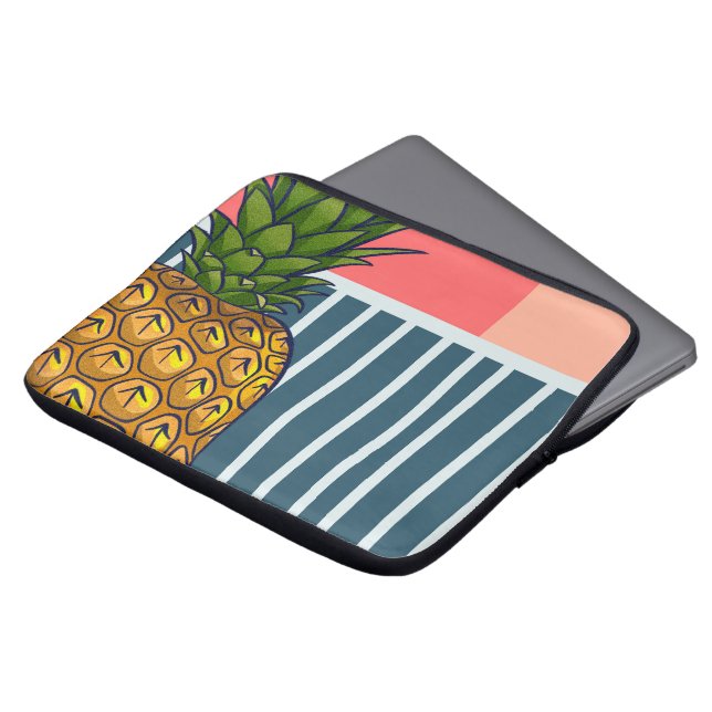 Housse Pour Ordinateur Portable 'Ananas solitaire' | pop-art dynamique (Devant haut)