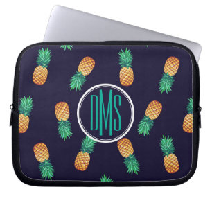Housse Pour Ordinateur Portable Ananas sur le monogramme de la marine  