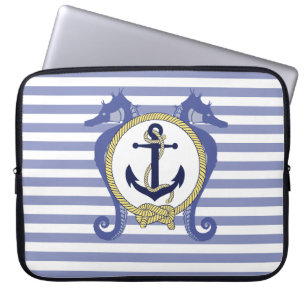 Housse Pour Ordinateur Portable Ancrage nautique/Seahorse/noeud/rayures