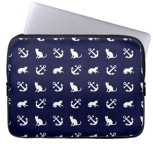 Housse Pour Ordinateur Portable Ancre et chats nautiques
