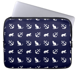 Housse Pour Ordinateur Portable Ancre et chats nautiques