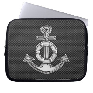 Housse Pour Ordinateur Portable Ancre Lifesaver sur le décor de fibre de carbone
